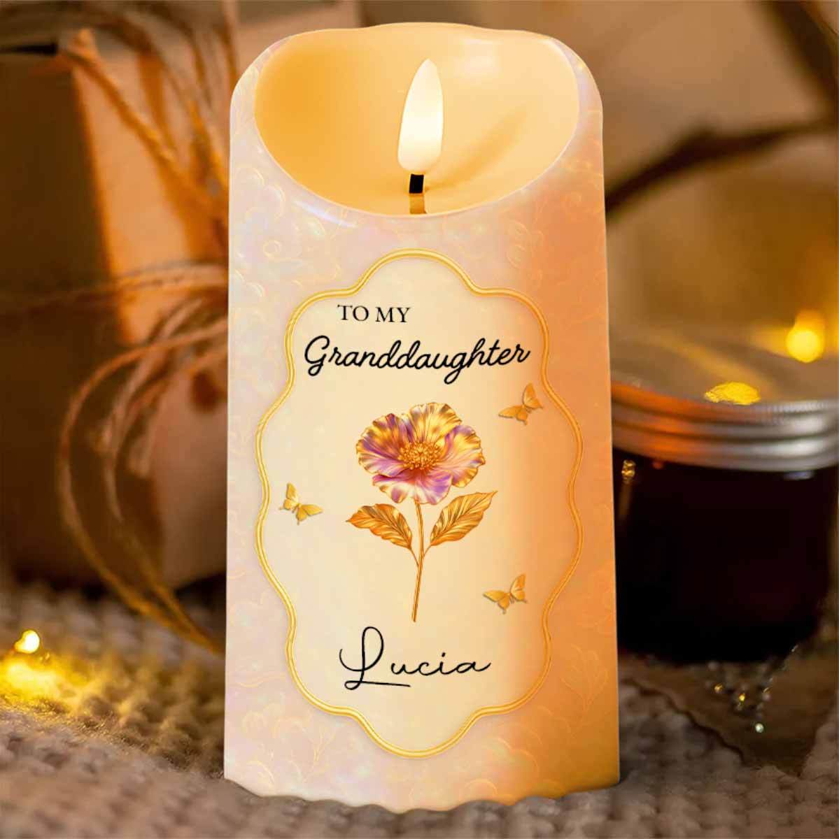 Custom Flameless LED Candle with Once Upon a Time Grandma Quote, Gentle Light Granddaughter Gift for Emotional Comfort - Image 3