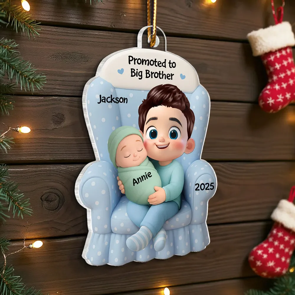 Personalized Acrylic Ornament Big Sister Promotion Gift Custom Baby Announcement Keepsake for Holiday Tree Decor - Image 2