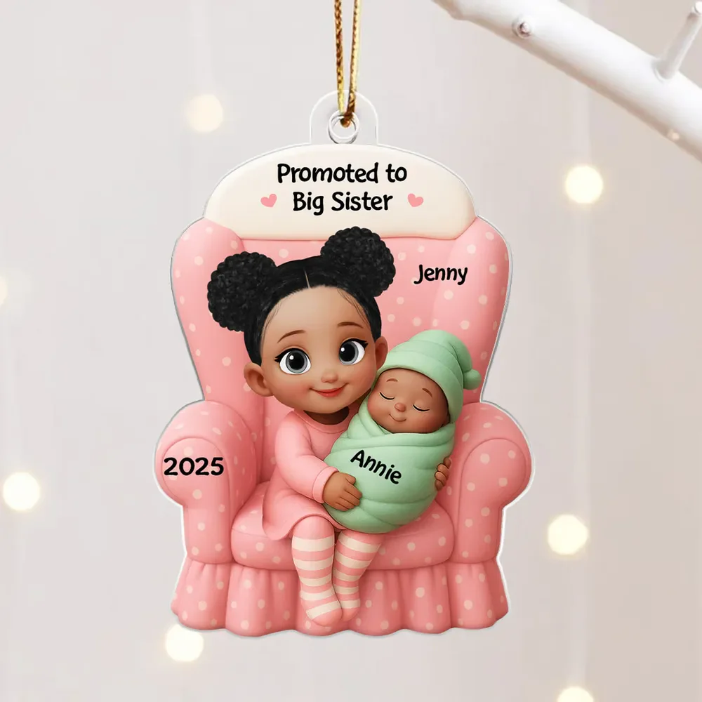 Personalized Acrylic Ornament Big Sister Promotion Gift Custom Baby Announcement Keepsake for Holiday Tree Decor - Image 5
