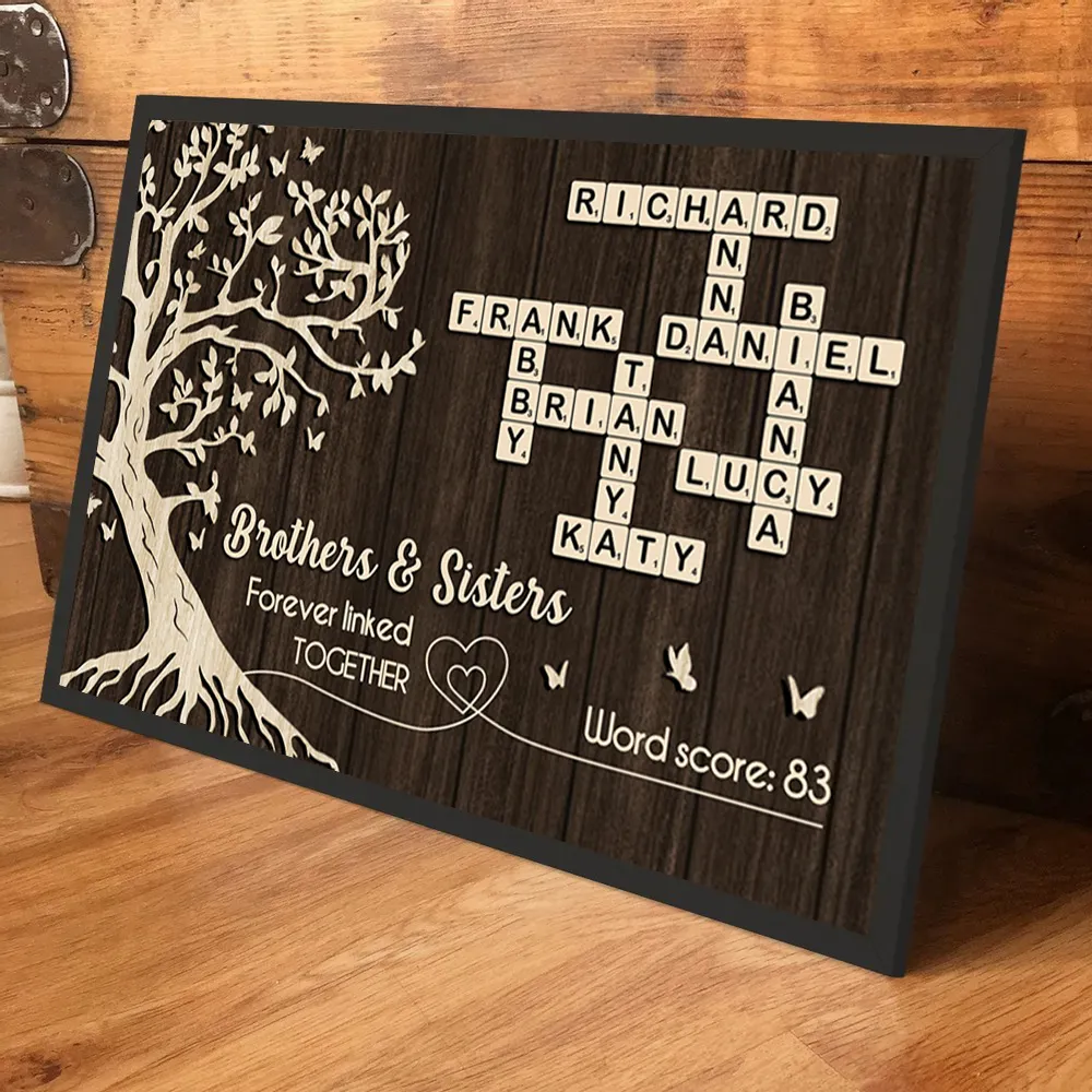 Personalized Brothers & Sisters Crossword Poster – Custom Sibling Wall Art for a Unique Family Gift - Image 3
