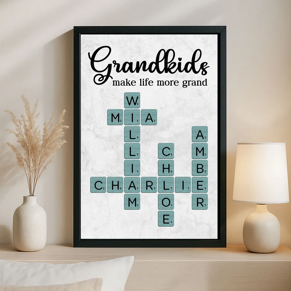 Personalized Grandkids Poster Crossword Art Gift for Grandparents – Custom Names Wall Decor That Makes Life More Grand - Image 10