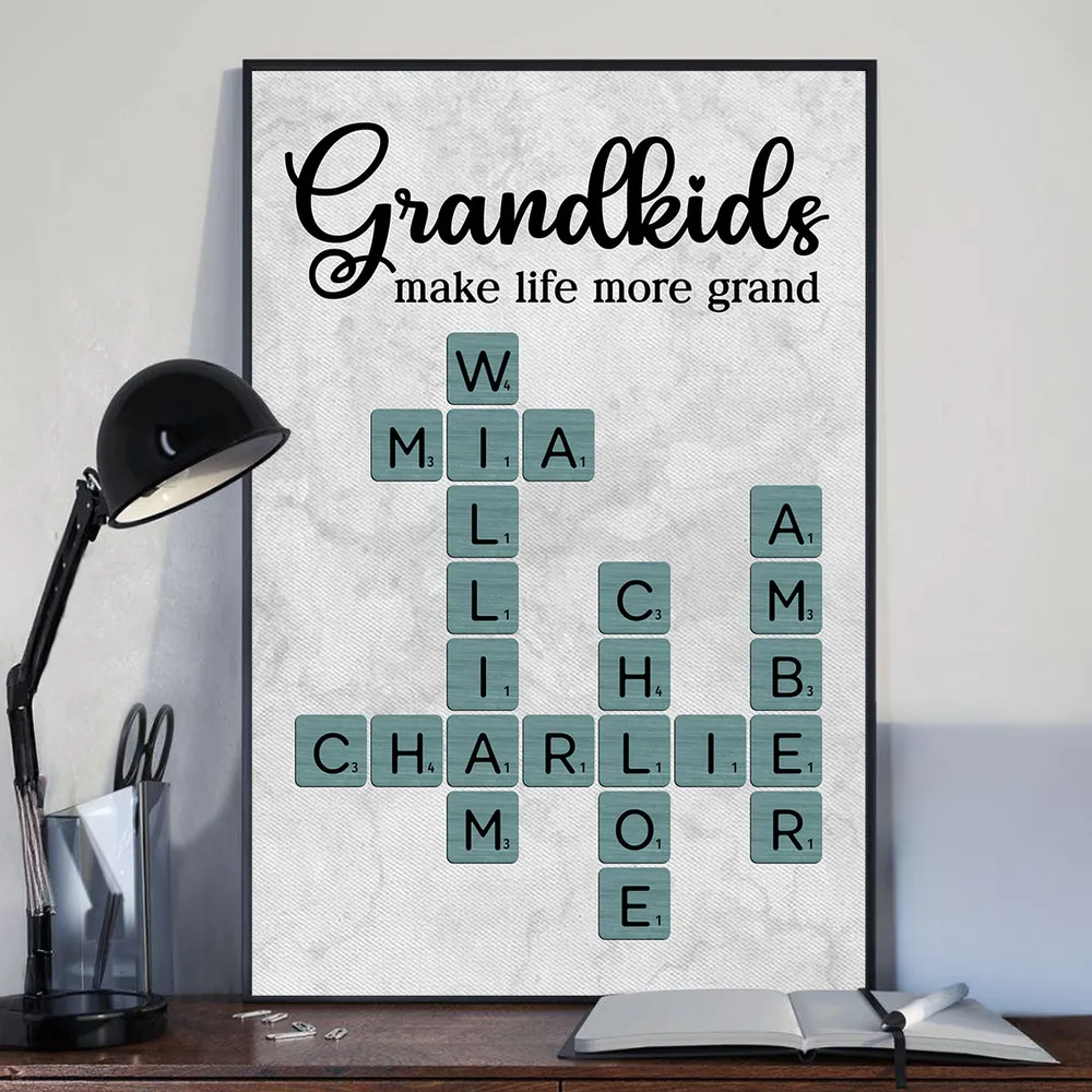 Personalized Grandkids Poster Crossword Art Gift for Grandparents – Custom Names Wall Decor That Makes Life More Grand - Image 11