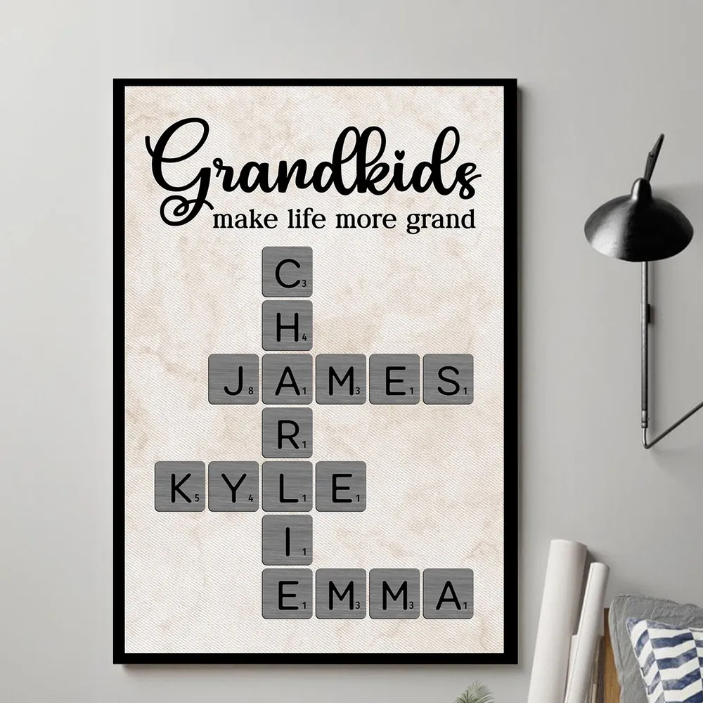 Personalized Grandkids Poster Crossword Art Gift for Grandparents – Custom Names Wall Decor That Makes Life More Grand - Image 12