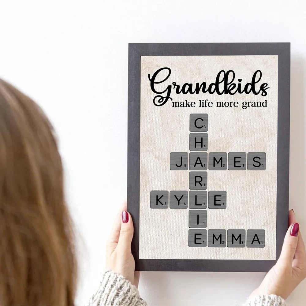 Personalized Grandkids Poster Crossword Art Gift for Grandparents – Custom Names Wall Decor That Makes Life More Grand - Image 3