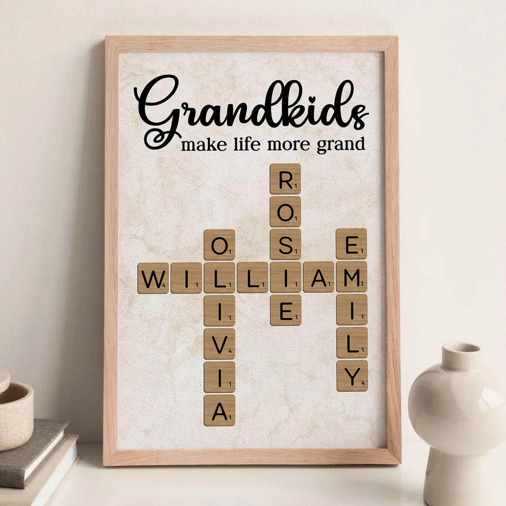 Personalized Grandkids Poster Crossword Art Gift for Grandparents – Custom Names Wall Decor That Makes Life More Grand - Image 7