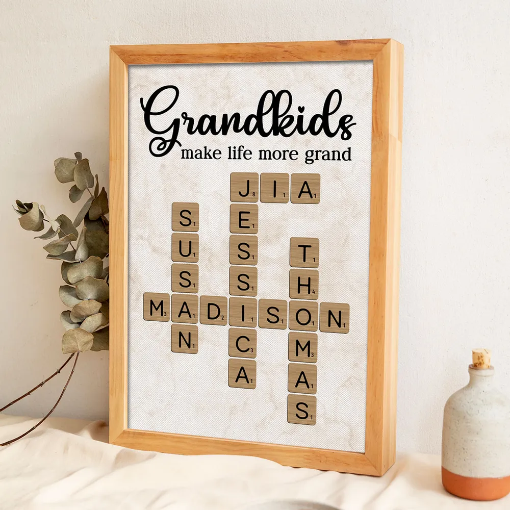 Personalized Grandkids Poster Crossword Art Gift for Grandparents – Custom Names Wall Decor That Makes Life More Grand - Image 8