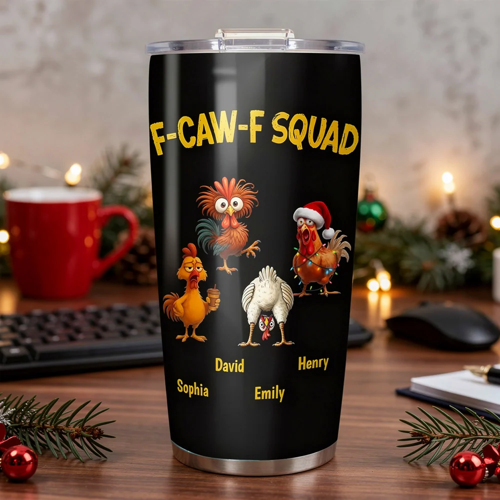 Personalized Insulated Travel Tumbler with Funny Chicken Squad Art, Keeps Drinks Hot or Cold, Unique Gift for Coffee Lovers - Image 3