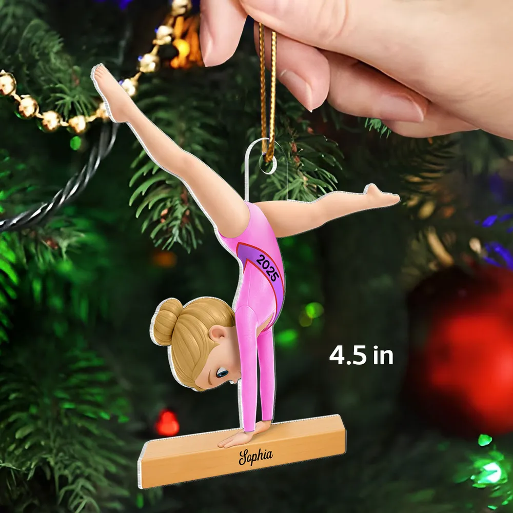 Custom Gymnastics Acrylic Ornament โ Cute Handstand Design for Young Gymnast โ Special Holiday Gift and Year-Round Room Decor - Image 2