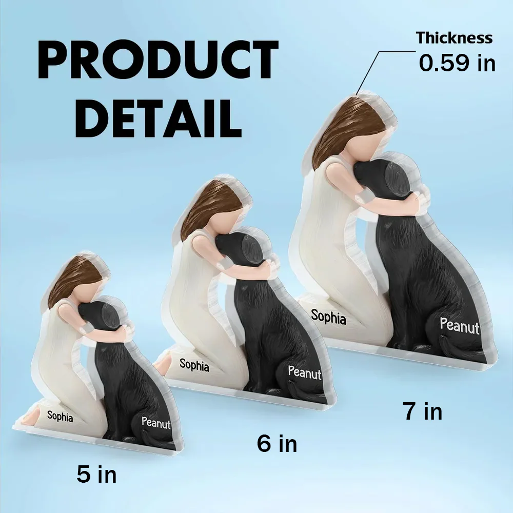 Personalized Shaped Acrylic Block Plaque with Girl Hugging Dog, Heartfelt Pet Lover Gift & Lasting Love Memory Decor - Image 6