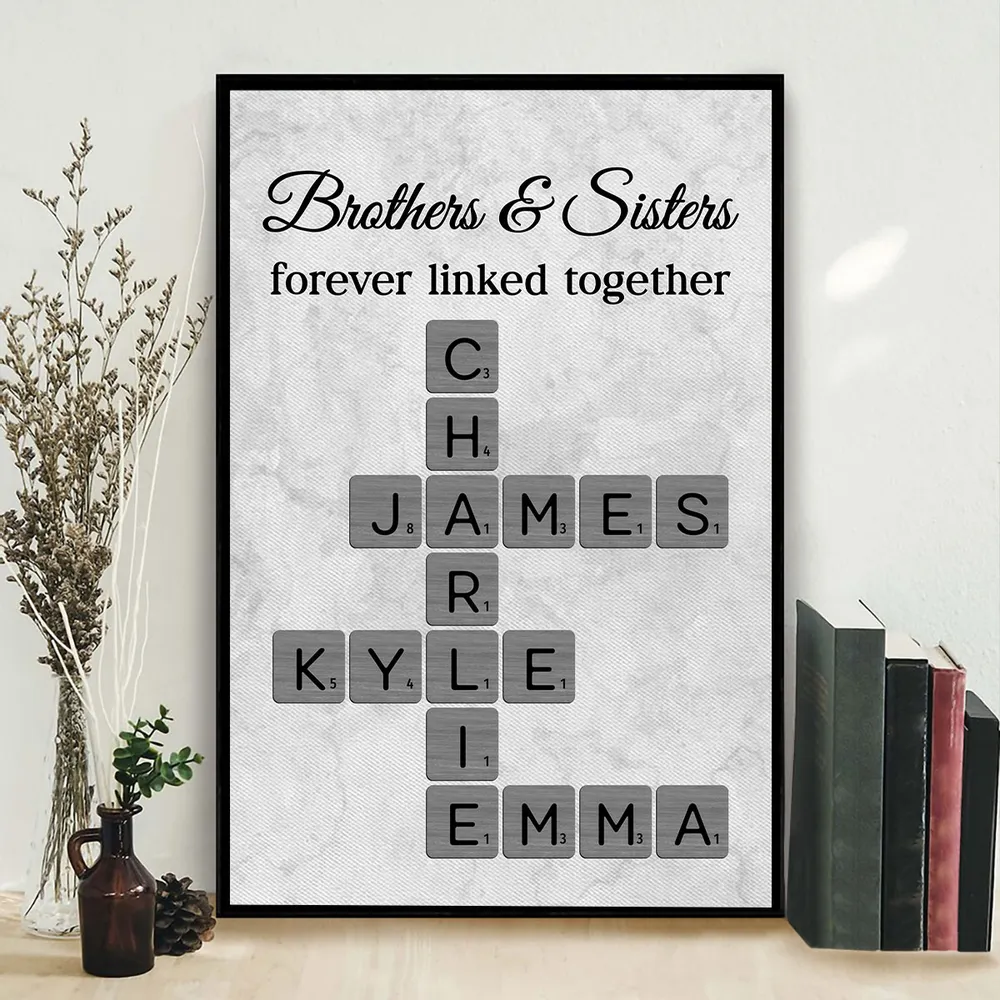 Personalized Poster with Brothers & Sisters Linked Crossword Art, Unique Gift for Siblings and Family - Image 8