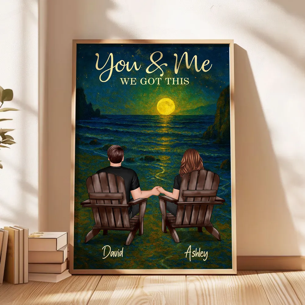 Personalized Poster for Couple with Sunset Beach Scene, Romantic You & Me Art, Unique Gift for Husband, Wife or Partner - Image 3