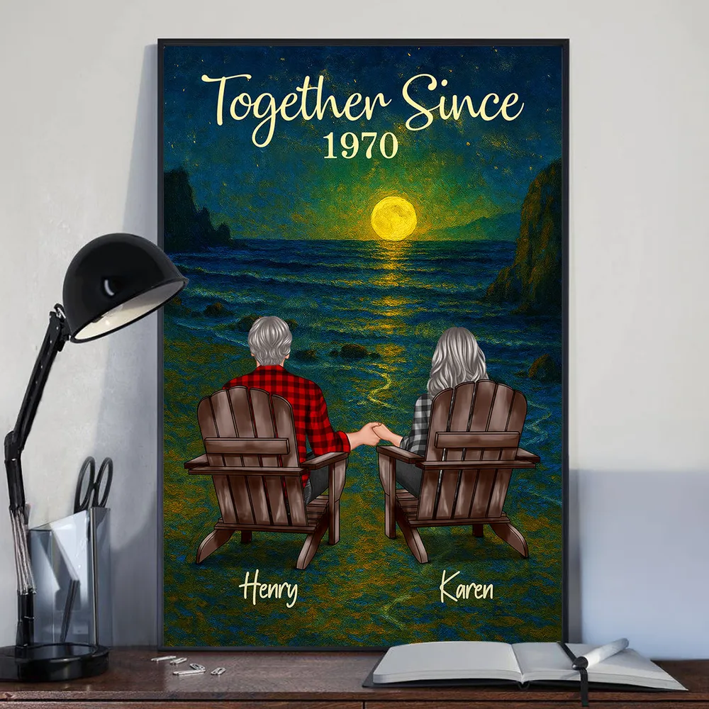 Personalized Poster for Couple with Sunset Beach Scene, Romantic You & Me Art, Unique Gift for Husband, Wife or Partner - Image 4