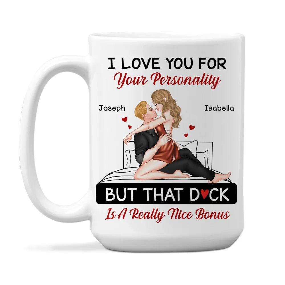Personalized White Ceramic Mug for Couples with Hugging Bed Scene – Fun Romantic Coffee Gift, A Really Nice Bonus Surprise - Image 4