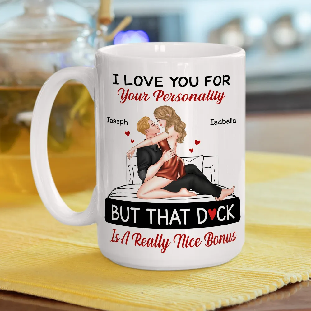 Personalized White Ceramic Mug for Couples with Hugging Bed Scene – Fun Romantic Coffee Gift, A Really Nice Bonus Surprise - Image 5