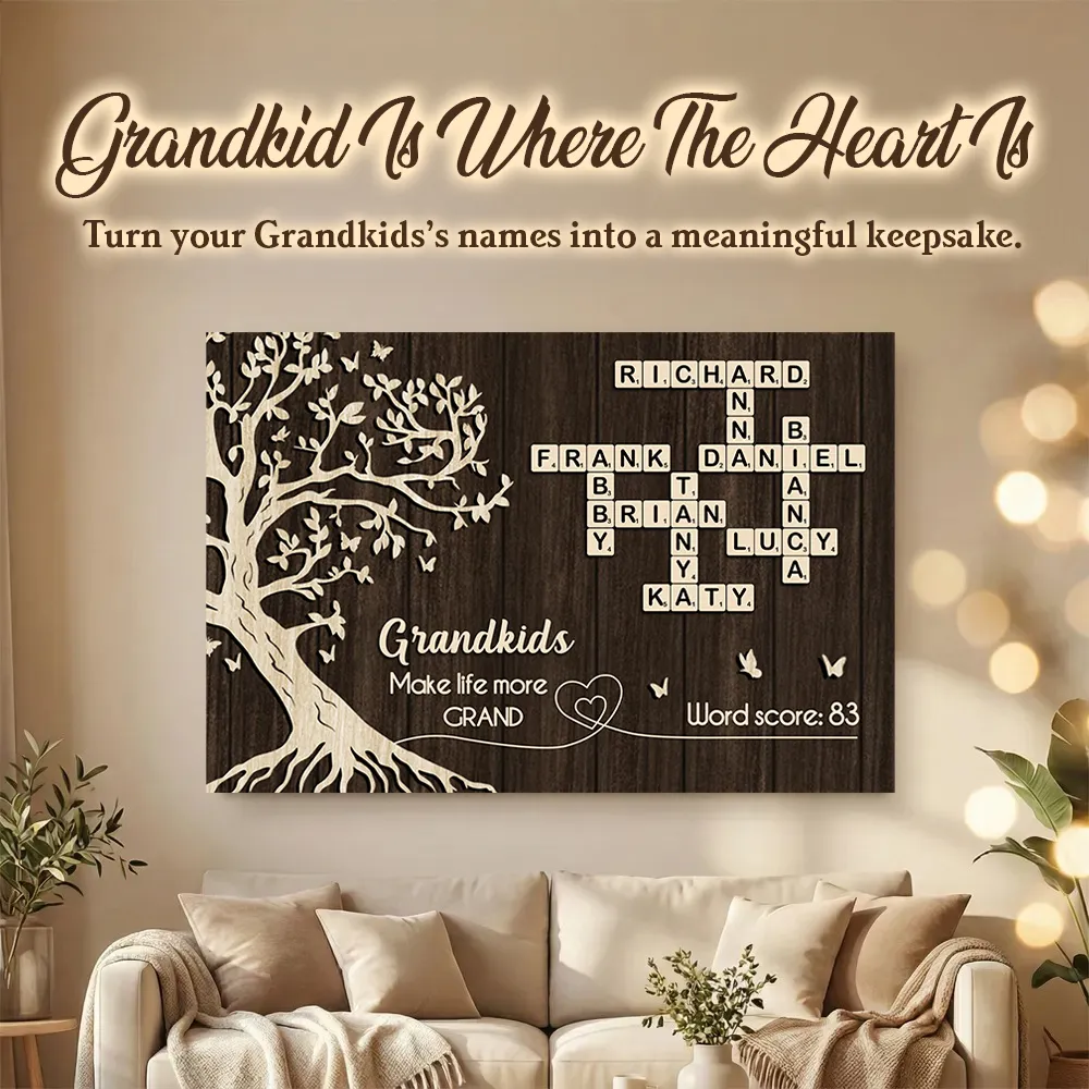 Personalized Grandkids Poster with Family Tree & Crossword Names – Custom Wall Art Gift for Grandma & Grandpa, Unique Home Decor Keepsake - Image 10
