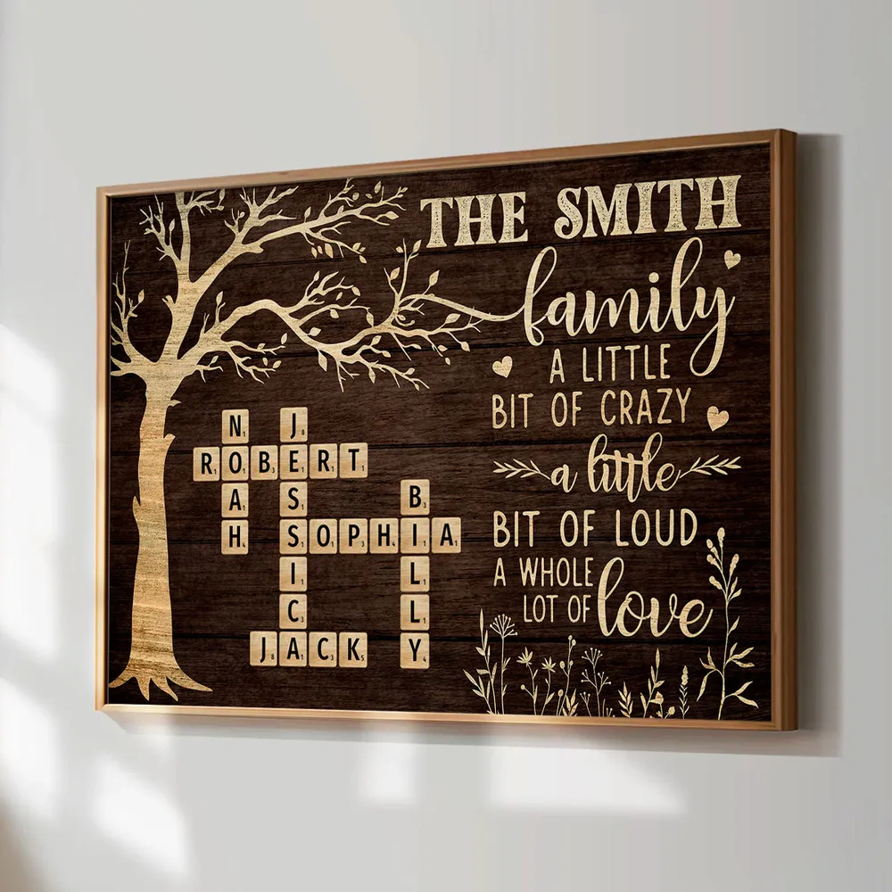 Custom Family Tree Poster with Name Crossword, Warm Wall Art Keepsake, Meaningful Housewarming or Christmas Gift - Image 9