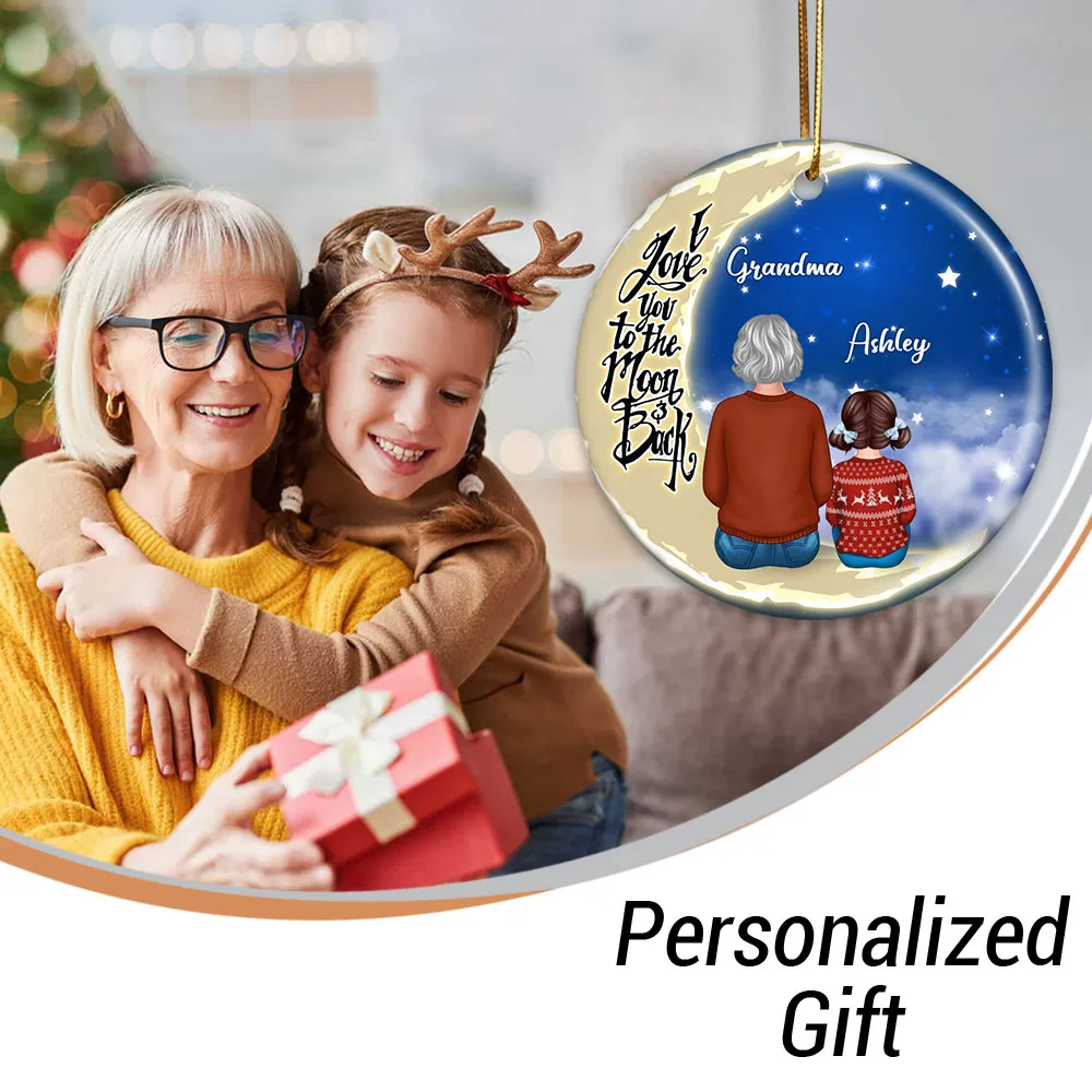 Personalized Ceramic Ornament for Grandma & Grandchild, I Love You to the Moon & Back, Unique Sentimental Gift & Lovely Home Decoration - Image 5