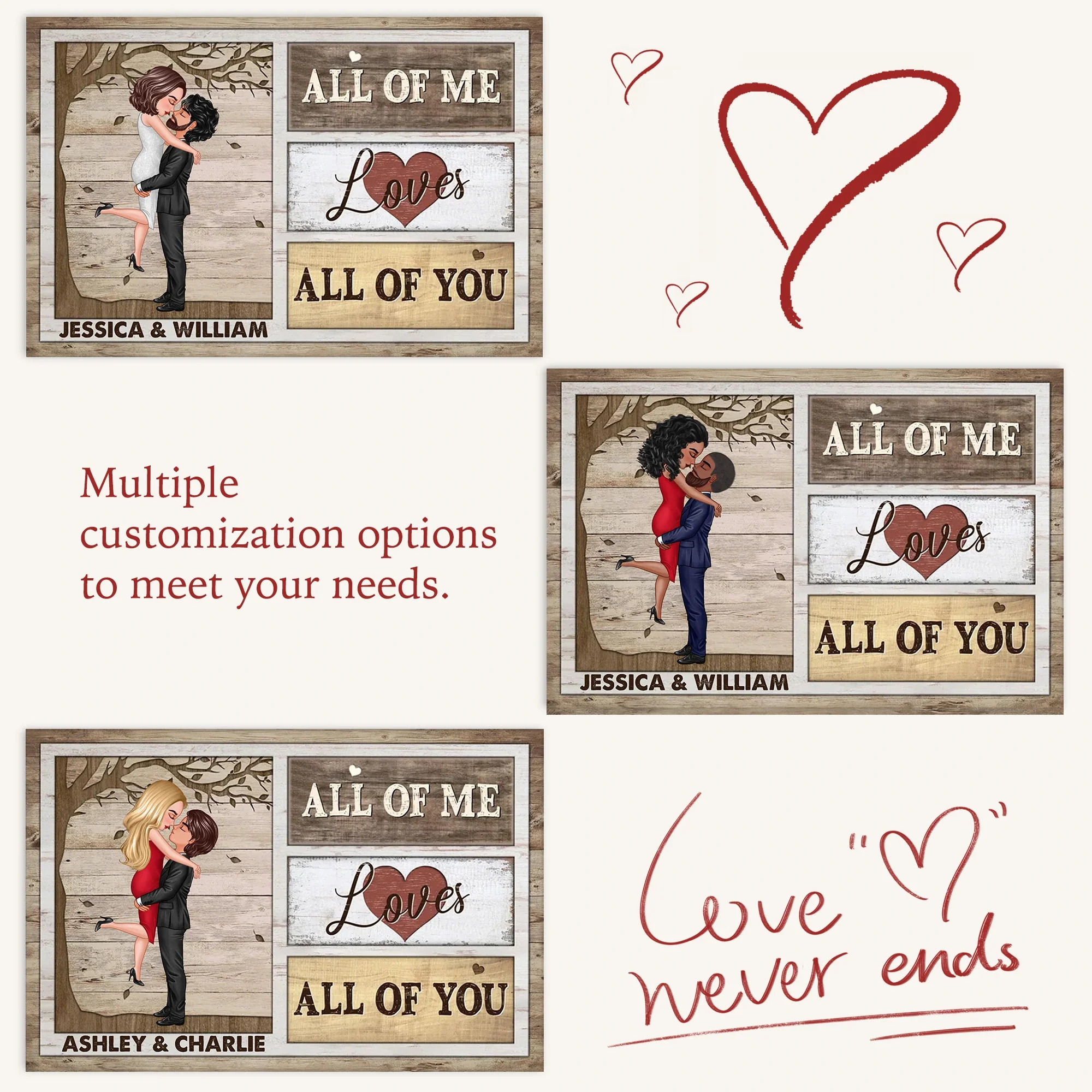 Custom Couple Poster All Of Me Loves All Of You Modern Romantic Wall Art Unique Gift For Anniversary Birthday Or Christmas - Image 4