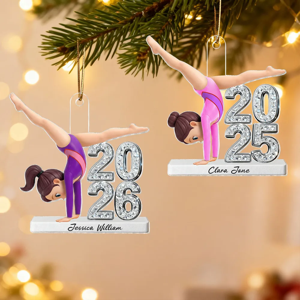 Personalized Gymnast Acrylic Ornament with Year – Cute Handstand Design for Girls, Festive Tree Decor & Unique Holiday Gift - Image 10