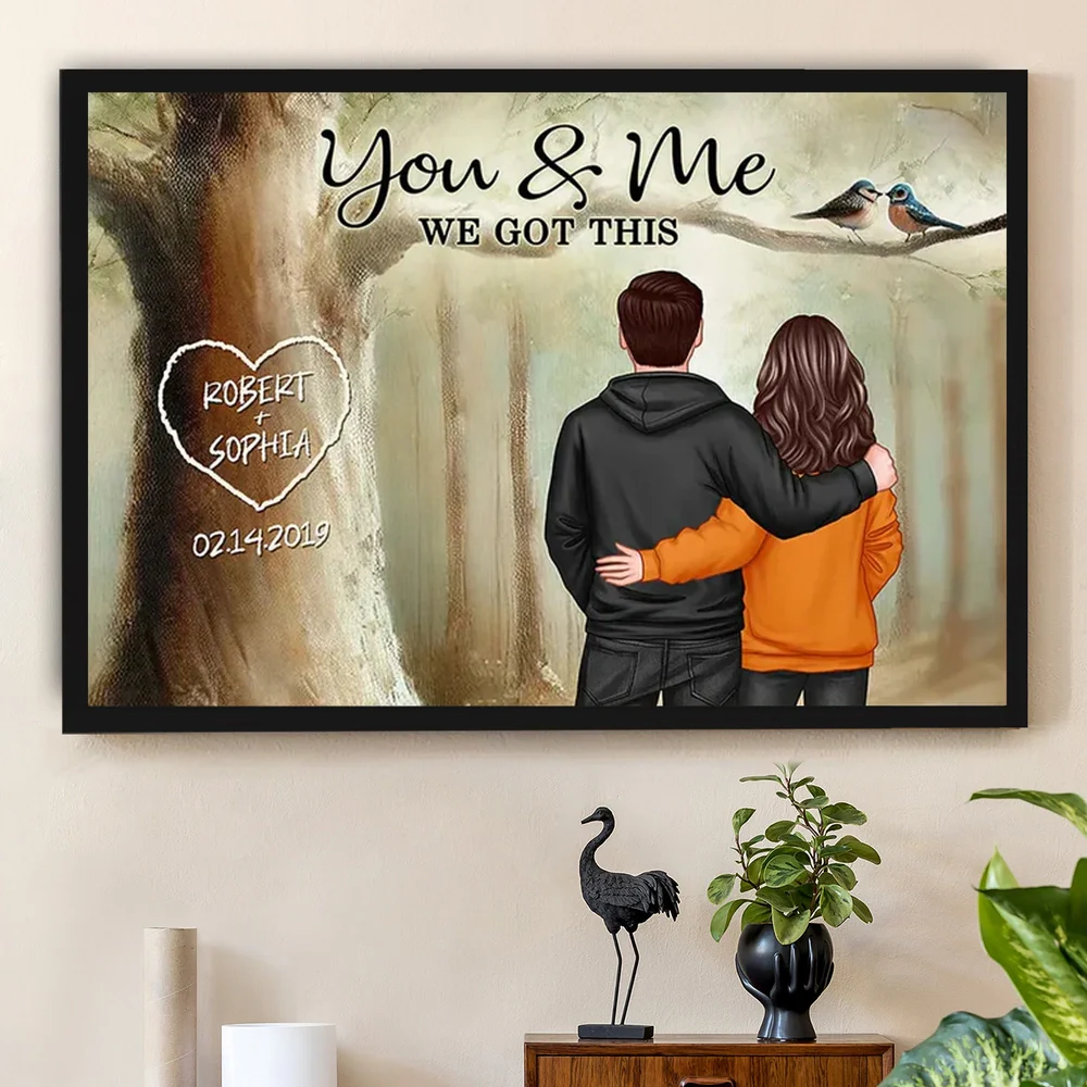Personalized Couple Poster You & Me In Forest, Custom Names Art, Romantic Wall Decor, Unique Gift For Boyfriend, Girlfriend Or Spouse - Image 2