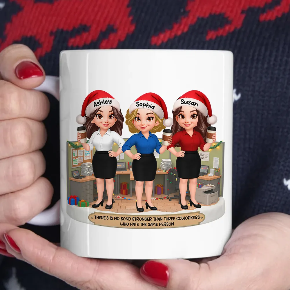 Personalized White Ceramic Mug for Coworkers – Funny Office Scene, Custom Work Besties, Unique Gift for Colleagues - Image 2