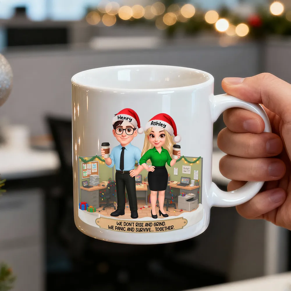 Personalized White Ceramic Mug for Coworkers – Funny Office Scene, Custom Work Besties, Unique Gift for Colleagues - Image 3
