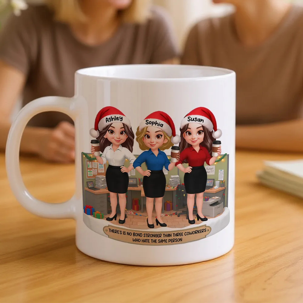 Personalized White Ceramic Mug for Coworkers – Funny Office Scene, Custom Work Besties, Unique Gift for Colleagues - Image 6