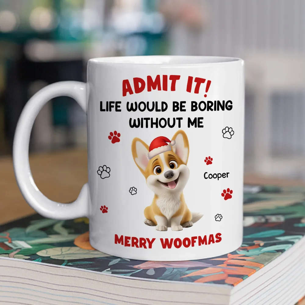 Personalized White Ceramic Mug with Cute Corgi Cartoon, Admit It Quote, Fun Christmas Pet Lover Gift - Image 6