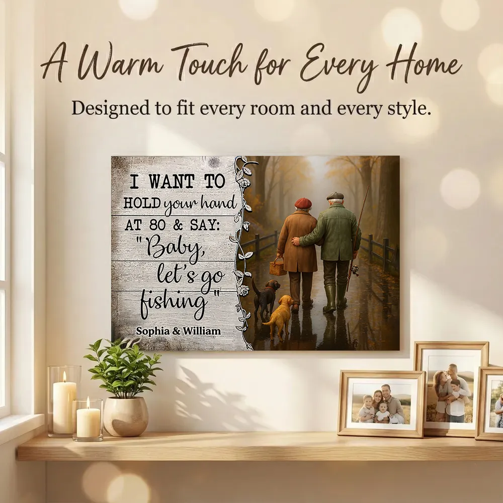 Personalized Couple Fishing Poster with Dogs – Romantic Wall Art for Living Room, Unique Gift for Him or Her - Image 10