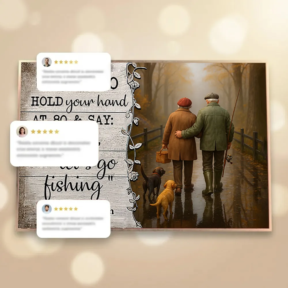 Personalized Couple Fishing Poster with Dogs – Romantic Wall Art for Living Room, Unique Gift for Him or Her - Image 5