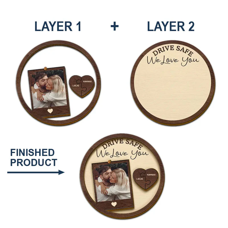 Personalized Wooden Car Visor Clip with Photo & Drive Safe I Love You Message – Custom Couple Keepsake & Unique Gift for Everyday Drives - Image 4