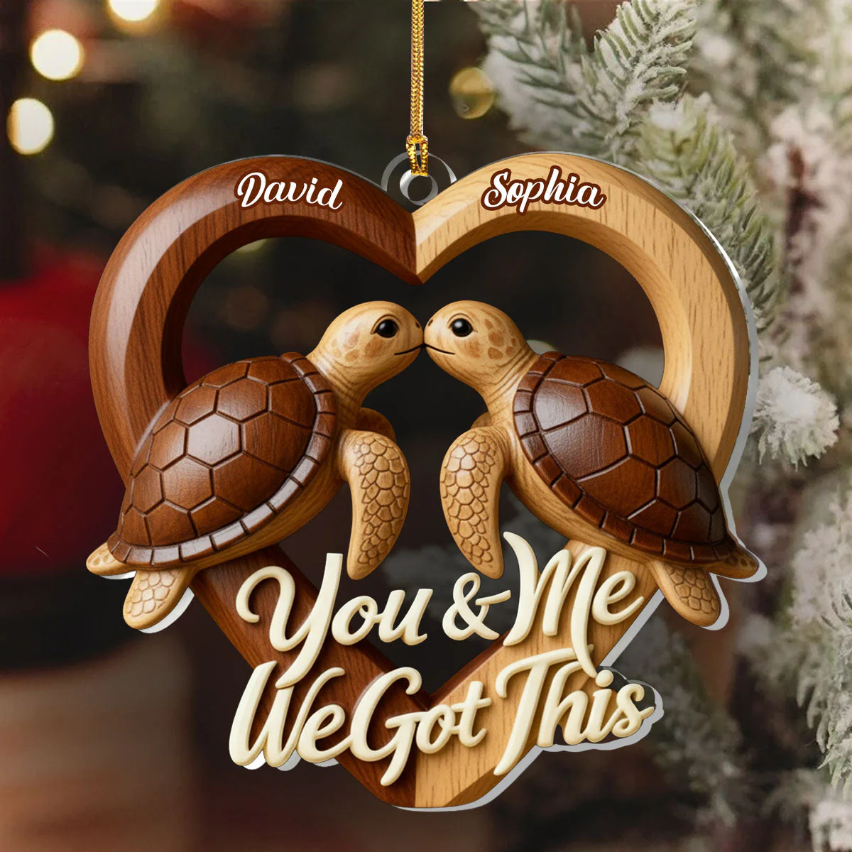 Personalized Acrylic Car Hanger with Kissing Sea Turtles Heart Design, Romantic You & Me Message, Unique Couple Gift - Image 5