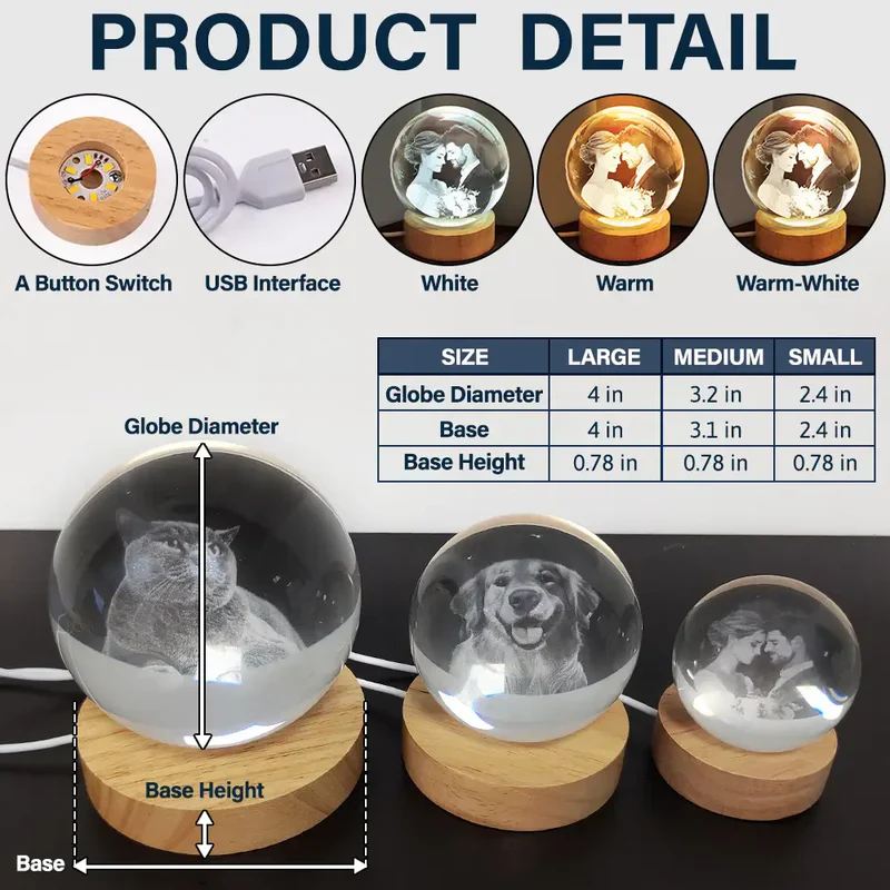 Personalized Globe Lamp with Custom Photo – Cozy Night Light Keepsake & Unique Gift for Family and Friends - Image 4