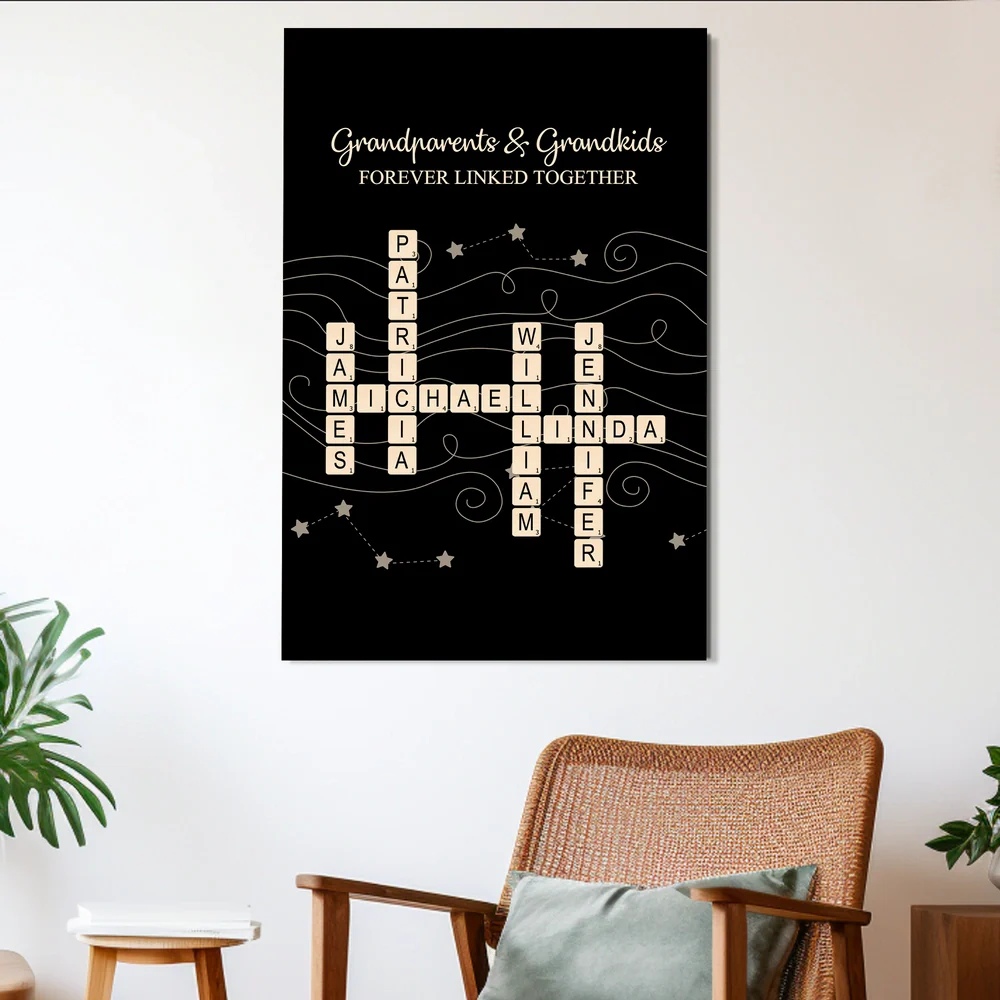 Personalized Grandparents & Grandkids Scrabble-Style Poster, Custom Family Names Wall Art, Heartwarming Gift - Image 2