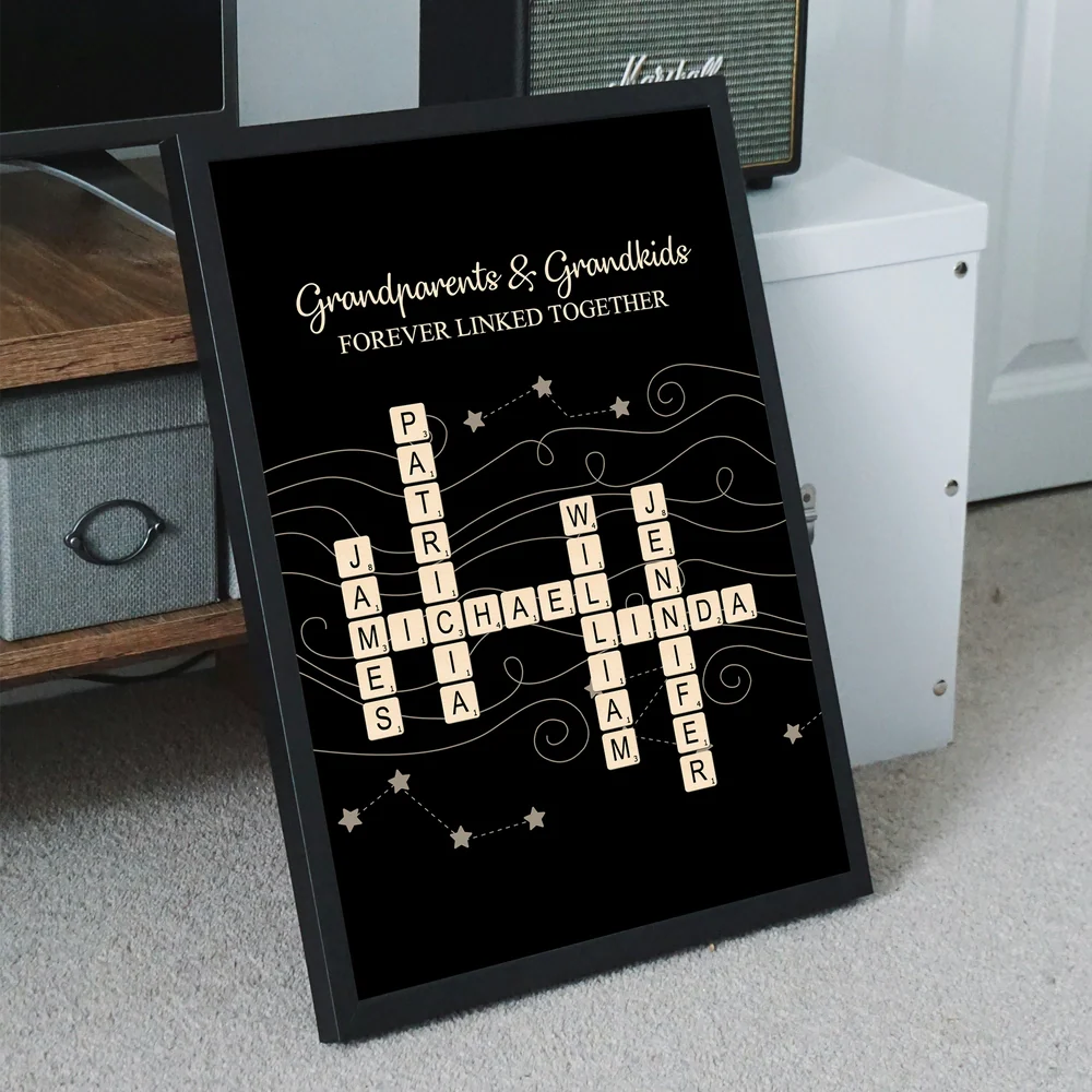 Personalized Grandparents & Grandkids Scrabble-Style Poster, Custom Family Names Wall Art, Heartwarming Gift - Image 3