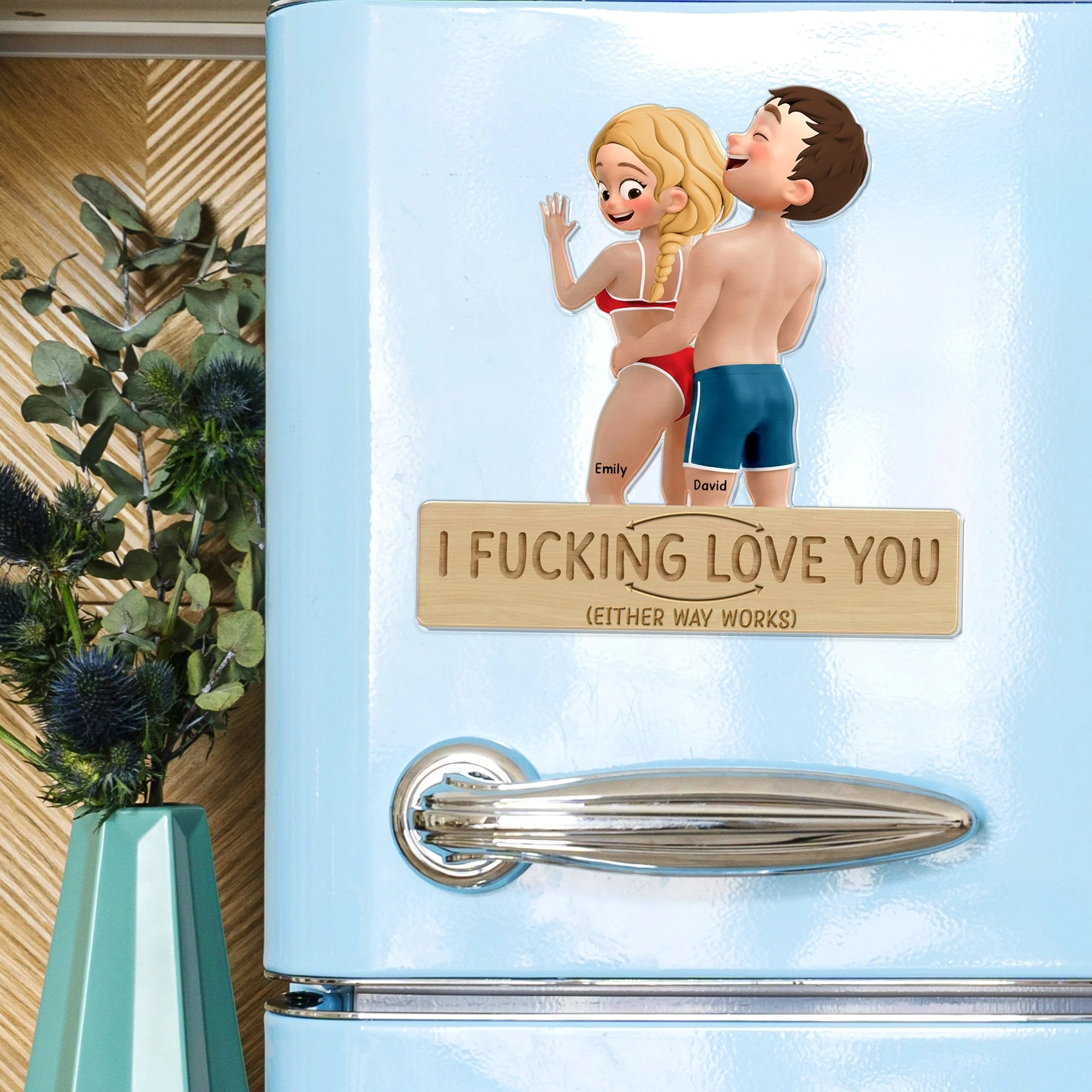 Custom Couple Acrylic Fridge Magnet, Playful Love Quote Refrigerator Accessory, Vibrant Decor & Unique Gift Idea - Image 4