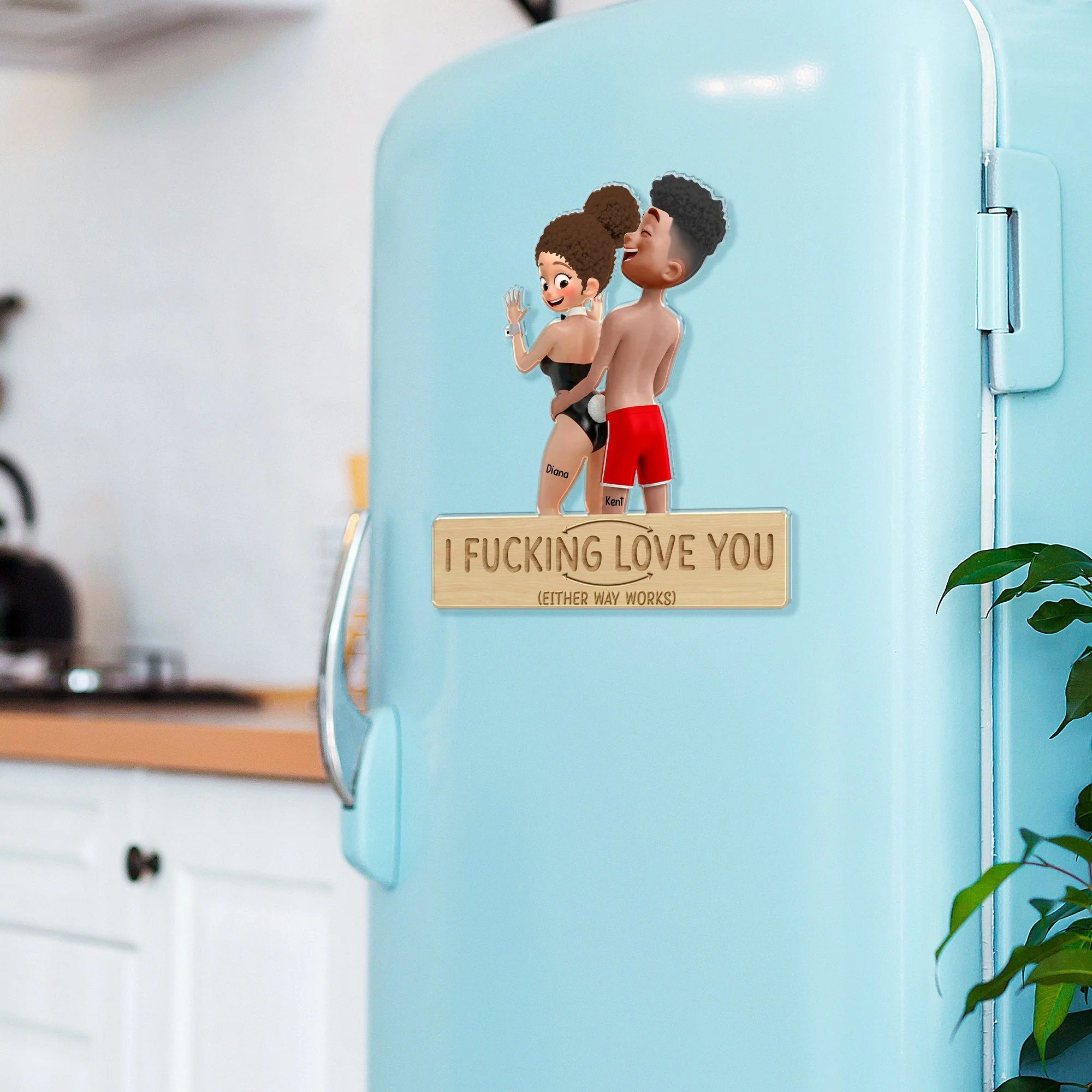 Custom Couple Acrylic Fridge Magnet, Playful Love Quote Refrigerator Accessory, Vibrant Decor & Unique Gift Idea - Image 6