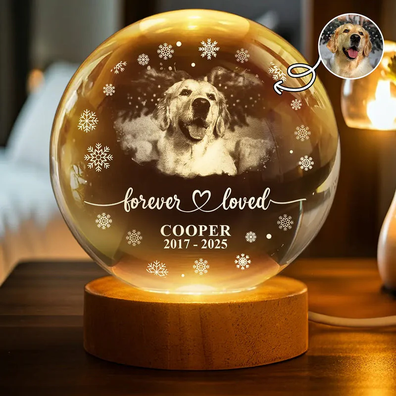 Personalized Pet Memorial Globe Lamp with Custom Photo – Forever Loved Tribute Light, Unique Remembrance Gift for Dog or Cat Owners