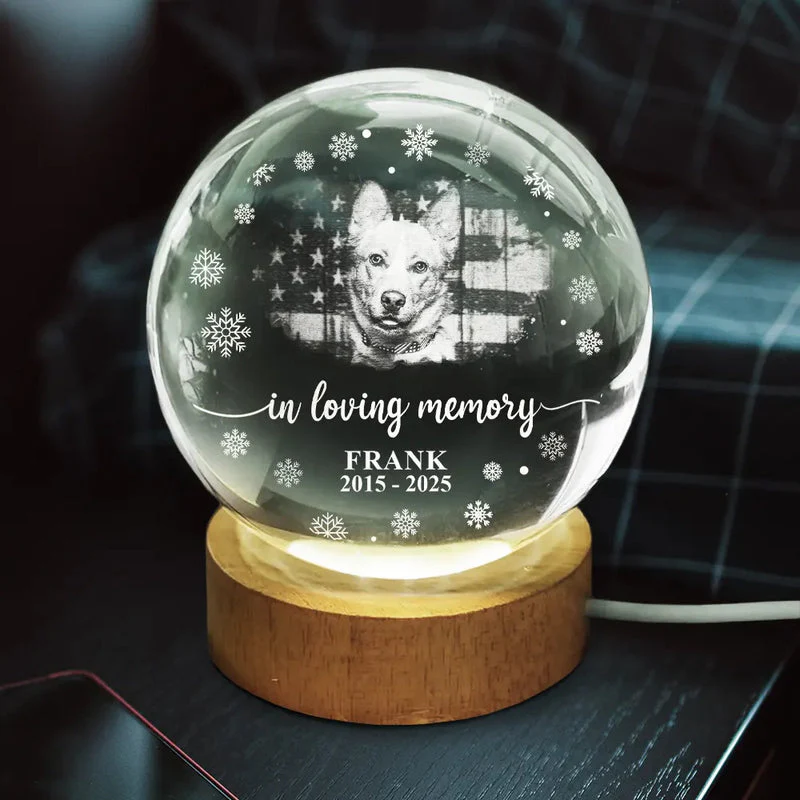 Personalized Pet Memorial Globe Lamp with Custom Photo – Forever Loved Tribute Light, Unique Remembrance Gift for Dog or Cat Owners - Image 3