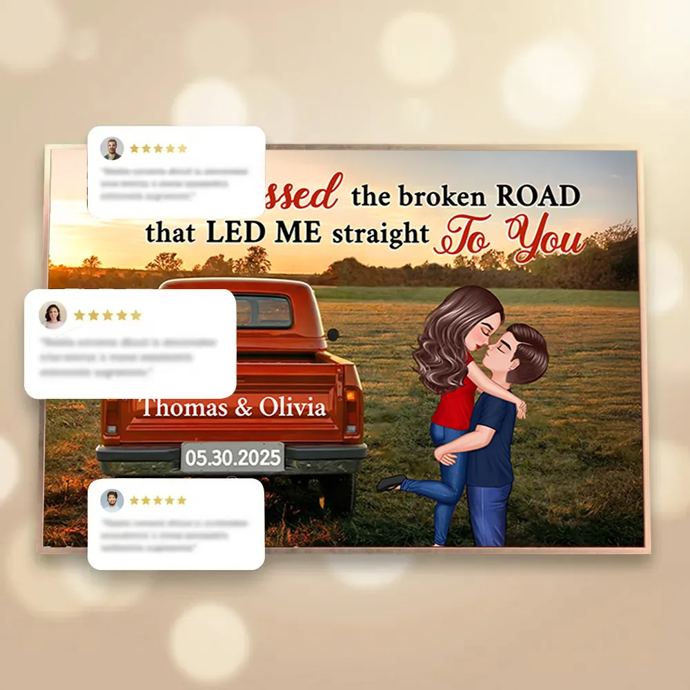 God Blessed the Broken Road Personalized Poster – Custom Hugging Couple Wall Art, Modern Home Decor and Heartfelt Gift for Him or Her - Image 9