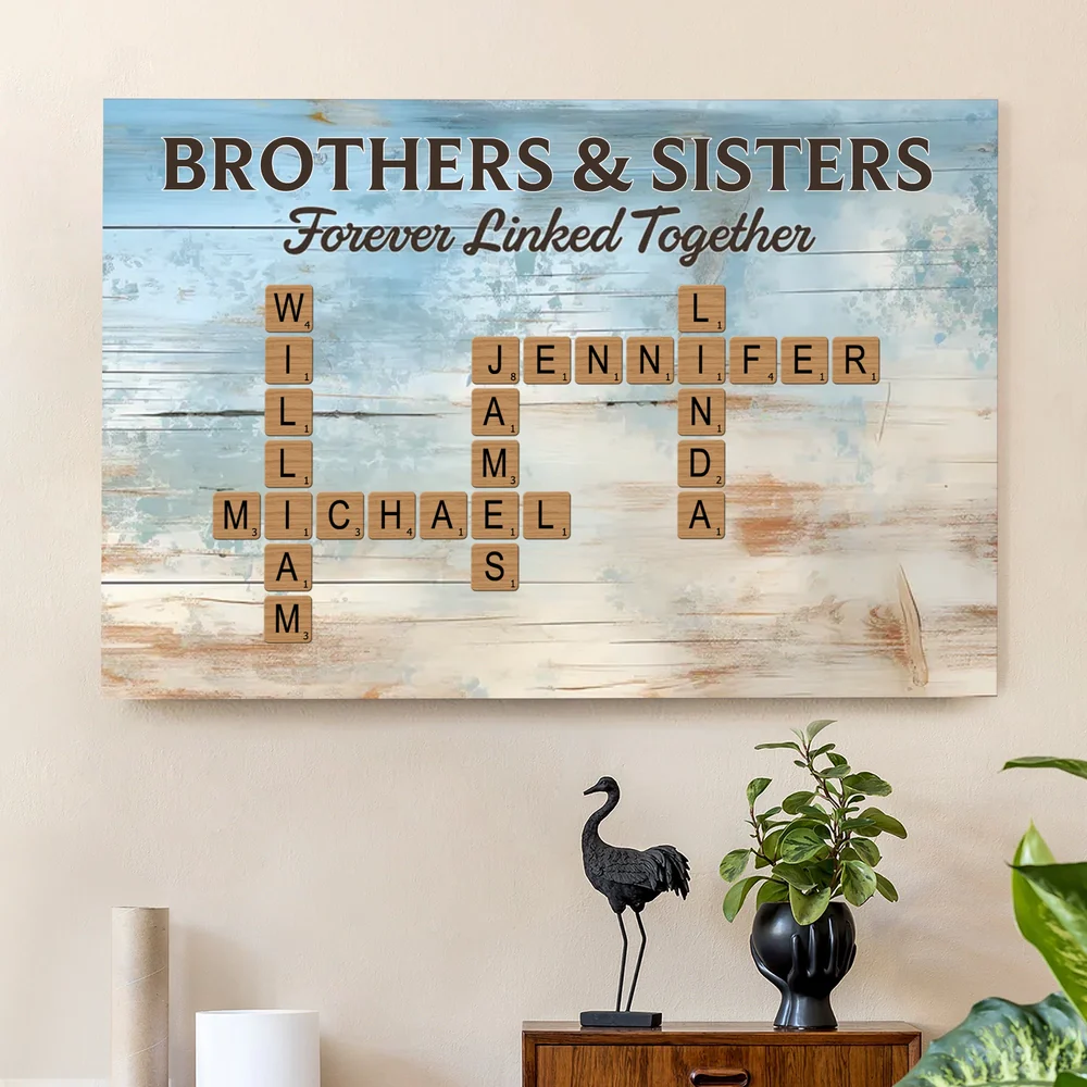 Personalized Brothers & Sisters Poster – Custom Name Crossword Wall Art, Heartwarming Sibling Gift & Unique Home Decor - Image 3