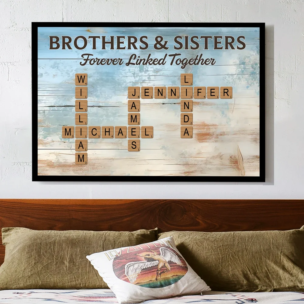 Personalized Brothers & Sisters Poster – Custom Name Crossword Wall Art, Heartwarming Sibling Gift & Unique Home Decor - Image 6