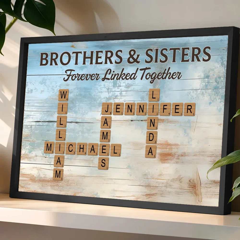 Personalized Brothers & Sisters Poster – Custom Name Crossword Wall Art, Heartwarming Sibling Gift & Unique Home Decor - Image 7