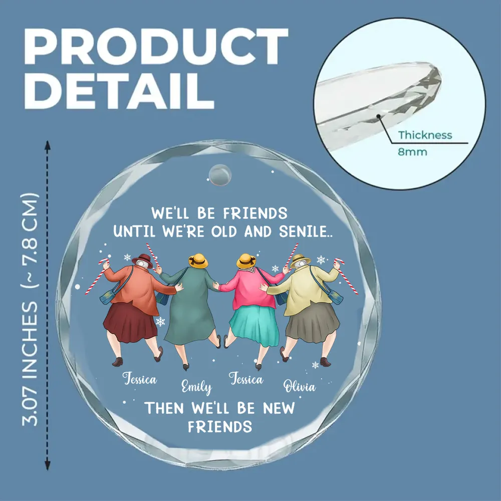 Personalized Crystal Ornament for Best Friends – Funny Old-Lady Design, Festive Tree Decor & Unique Friendship Gift - Image 5