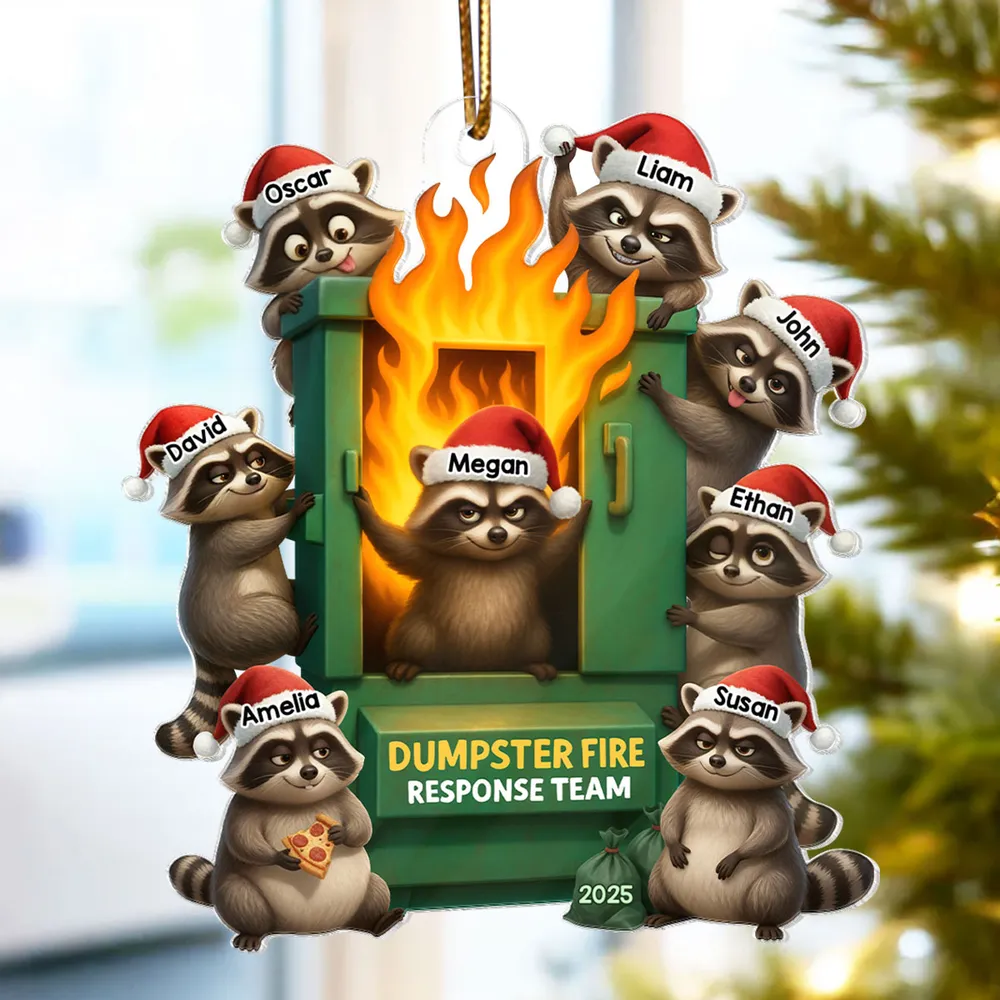 Personalized Acrylic Ornament with Raccoon Dumpster Fire Response Team, Funny Christmas Tree Decor, Unique Gift for Friends & Coworkers - Image 3