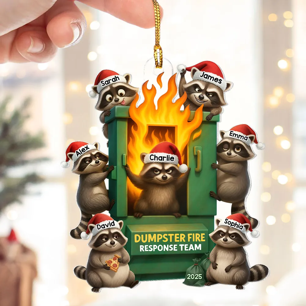 Personalized Acrylic Ornament with Raccoon Dumpster Fire Response Team, Funny Christmas Tree Decor, Unique Gift for Friends & Coworkers - Image 6