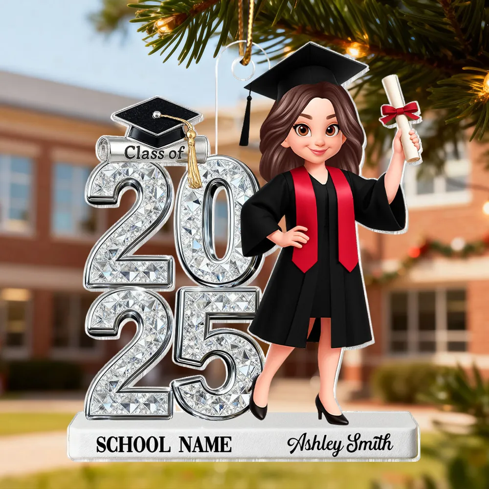 Personalized Acrylic Ornament Class Of 2025 Graduate Girl – Custom School Name Keepsake, Unique Gift For Daughter Or Son - Image 3
