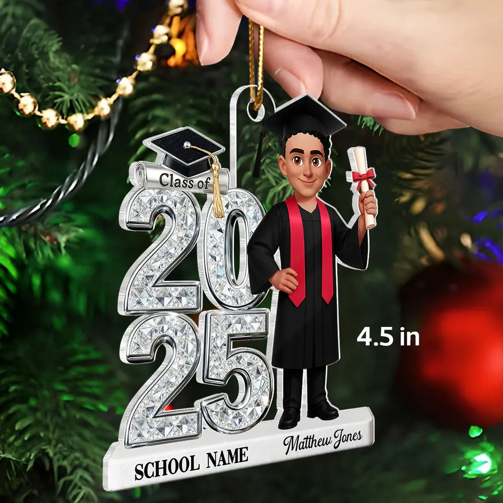 Personalized Acrylic Ornament Class Of 2025 Graduate Girl – Custom School Name Keepsake, Unique Gift For Daughter Or Son - Image 6