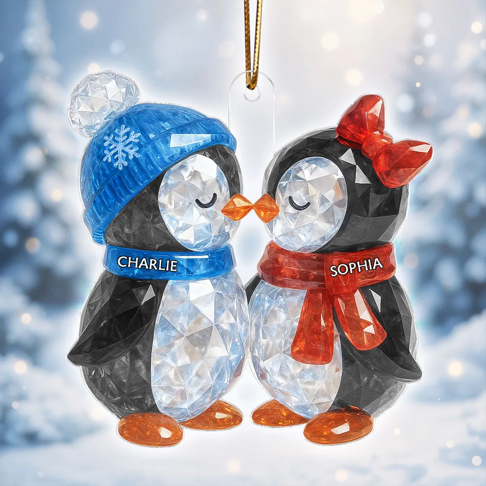 Custom Penguin Couple Acrylic Light Box with Names, Romantic LED Night Light Gift for Couples - Image 7