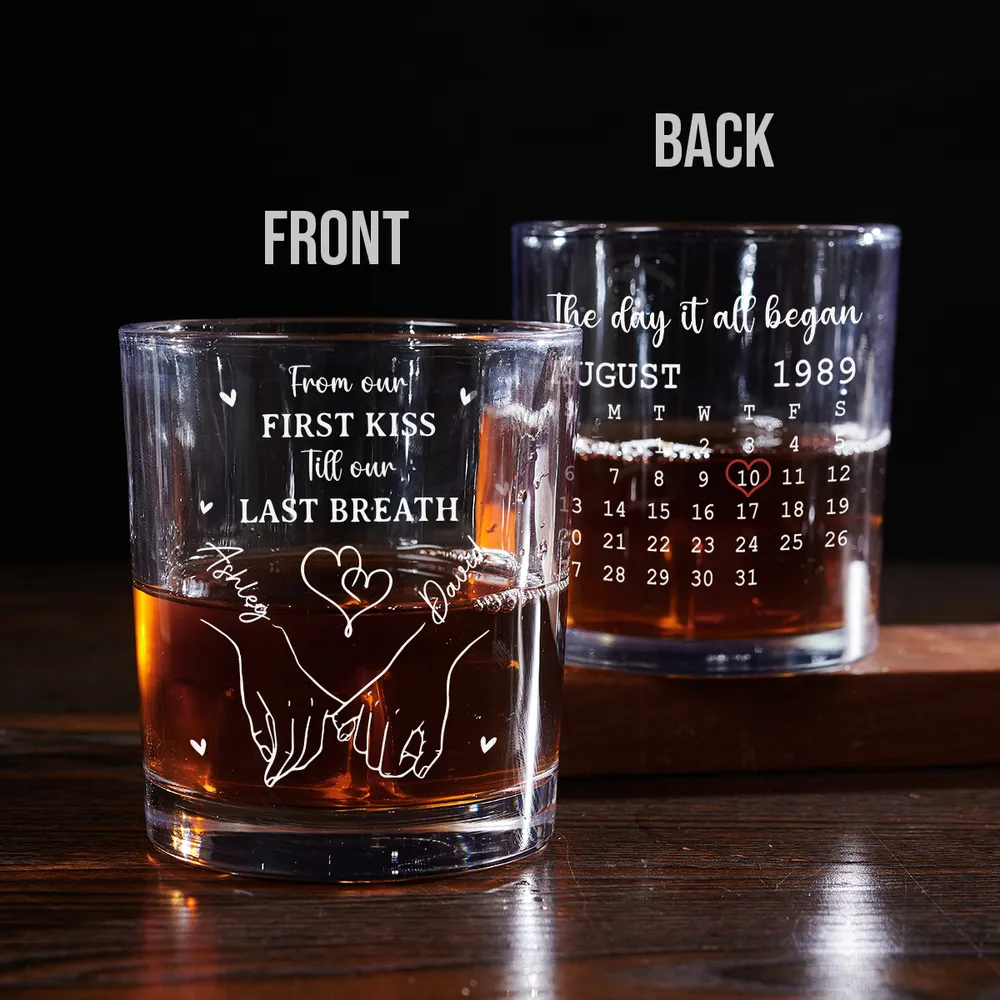 Personalized Whiskey Glass with Date Calendar – The Day It All Began Couple Gift for Romantic Anniversaries - Image 3